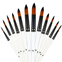 12pcs Round Paint Brush Set - Professional Nylon Bristles for Watercolor, Acrylic, Oil Painting, Face & Body Art, Nail Designs 1