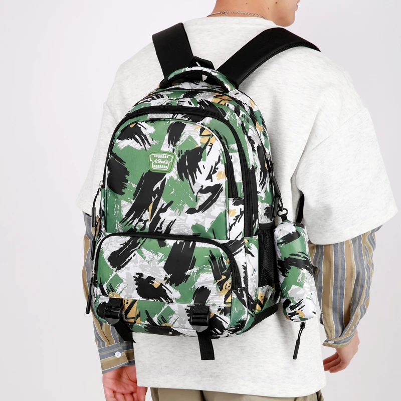 Unisex casual backpack, durable multi-pocket travel bag, zipper closure design, suitable for business travel and short trips