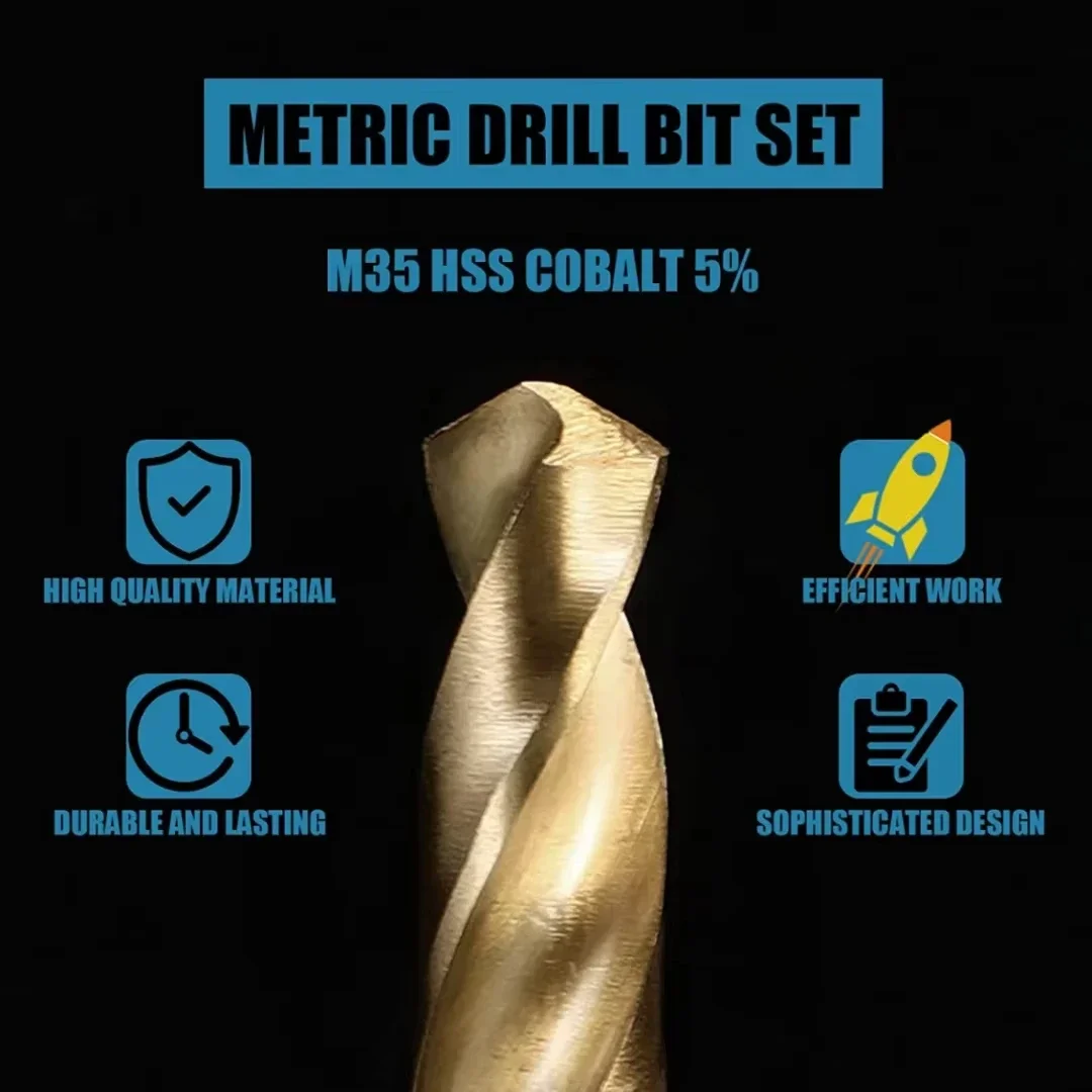 Drill Bit Set 13PCS Metric (3/16"-1/2") Tungsten Carbide Tips for Glass Metal Tile & Concrete Professional Power Tool