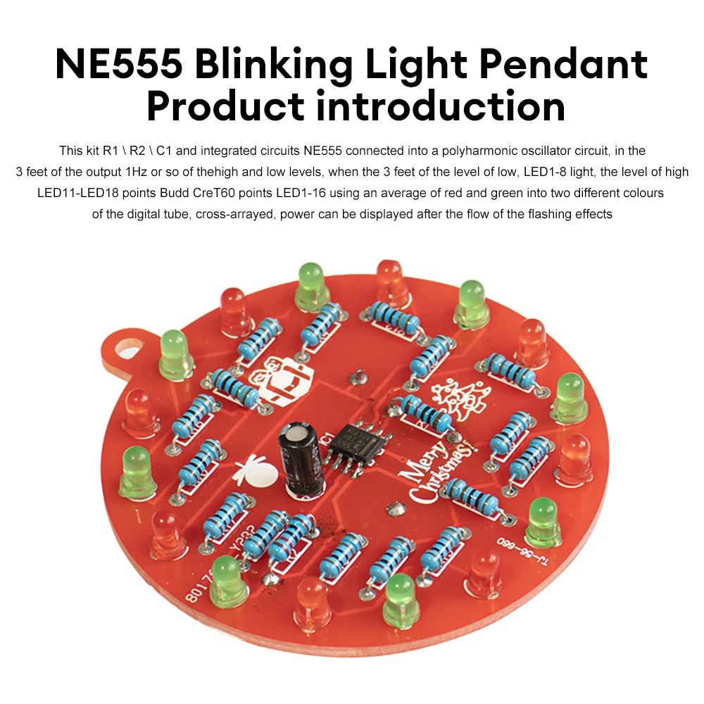 DC 3V LED Christmas Tree Decoration PCB Crcuit Ornaments Soldering Kit Red and Green LEDs Blinking NE555 Soldering Practice DIY led modules,led module,soldering learning kit
