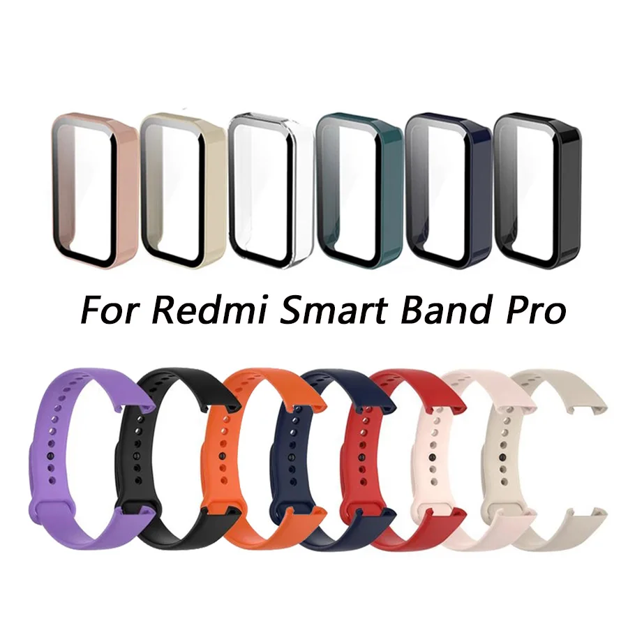 

Чехол для Redmi Smart Band Pro, сменный силиконовый спортивный ремешок на запястье, противоударный полноэкранный защитный чехол