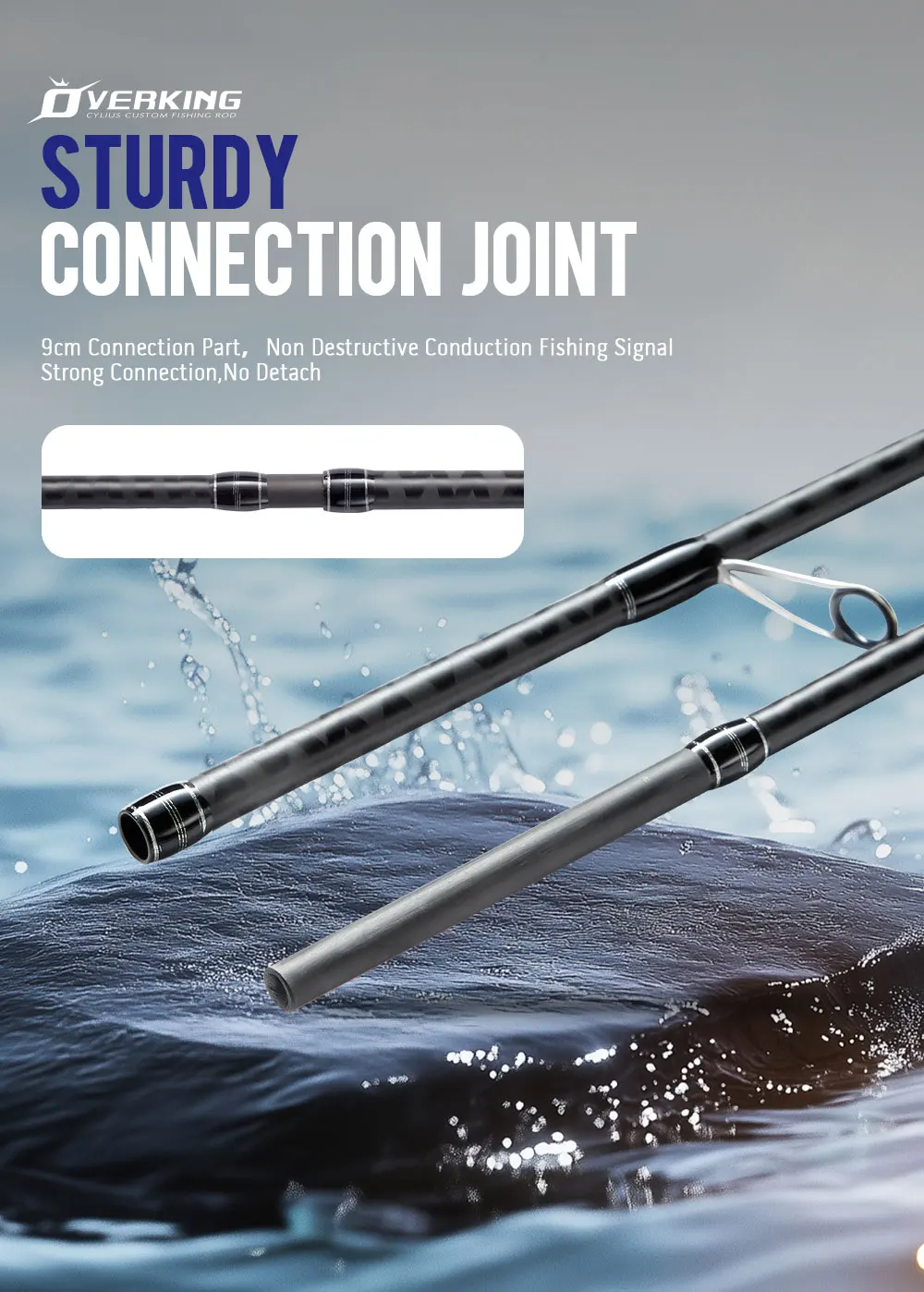 CYLIUS Overking Longcast Inshore Mehrzweck-Meeresangelrute 40T Carbon Ultralight Fuji Ring 2-teilige Salzwasser-Spinnrute – Detail 13