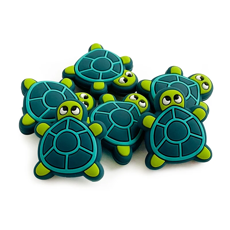 10pcs Baby Silicone Cartoon Animal Green Turtle Beads Food Grade Teeth Beads DIY Pacifier Necklace Accessories Baby Toys
