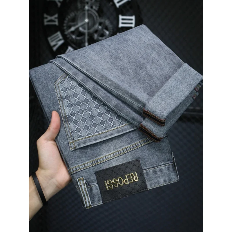 Summer thin jeans men's fashion fashion brand casual all-matching men's clothing light luxury high-end slim fit skinny pants