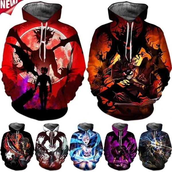

New 3D Black Clover Anime Printing Pullover Hoodies Children Fashion Shonen Manga Graphic Hoodie Women Cool Sweatshirts Clothing