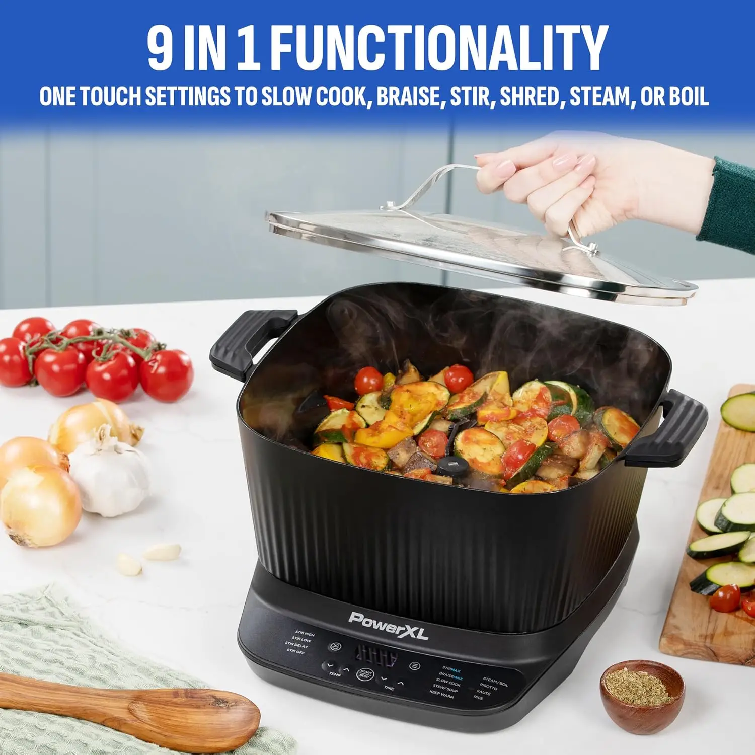 DELUXE 7.5 Quart Digital Multi-Cooker with Automatic Paddle to Stir and Shred, 9 in 1 programmable presets to Sauté, Sear, and B 5
