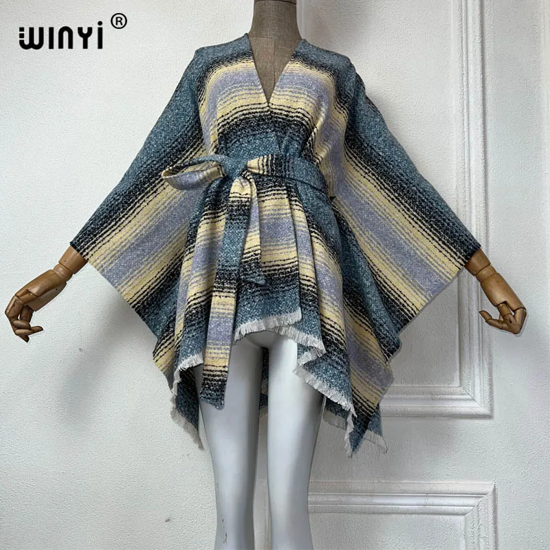 

WINYI winter jacket for women Retro Loose OverCoat Thick Warm dress fashion cardigan Middle East winter kimono with waistband