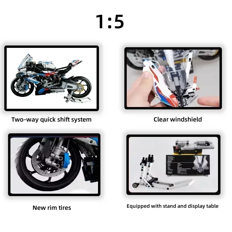 New 1920PCS Technical Super Speed Motorcycle MOC Building Block Compatible Motorbike Model Educational Vehicle Bricks Toy Gift