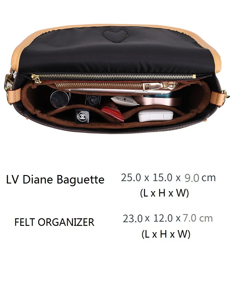 Felt Cloth Fits For Diane Insert Bag Organizer Makeup Handbag Organizer Travel Inner Purse Portable Cosmetic Bags