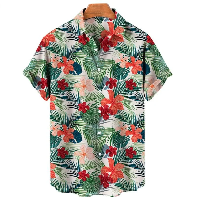 

Men's Luxury Hawaiian Shirt For Men Tropical 3d Printed Plants Floral Short Sleeve Blouse Beach Holiday Oversized Tops Shirts