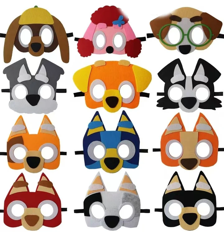 12 Pz Bluey Serie Festa Di Compleanno Maschere Giocattolo Cucciolo Bluey Bambini Costume Maschere Patrulla Cina Figura Maschera Bambini Cosplay Party
