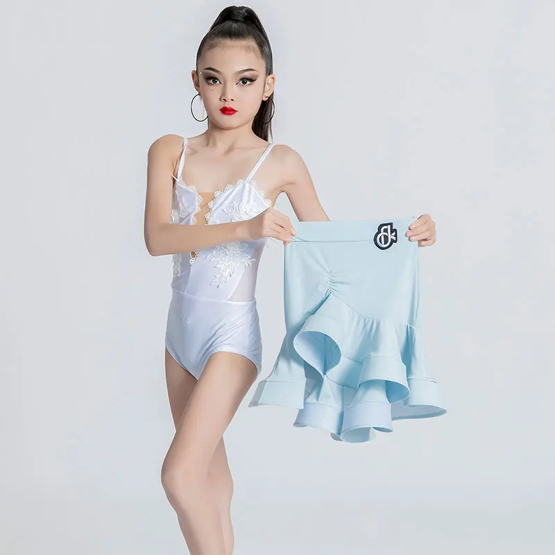 Girls Latin dance dress spring summer children tango training dress pattern strap dance dress