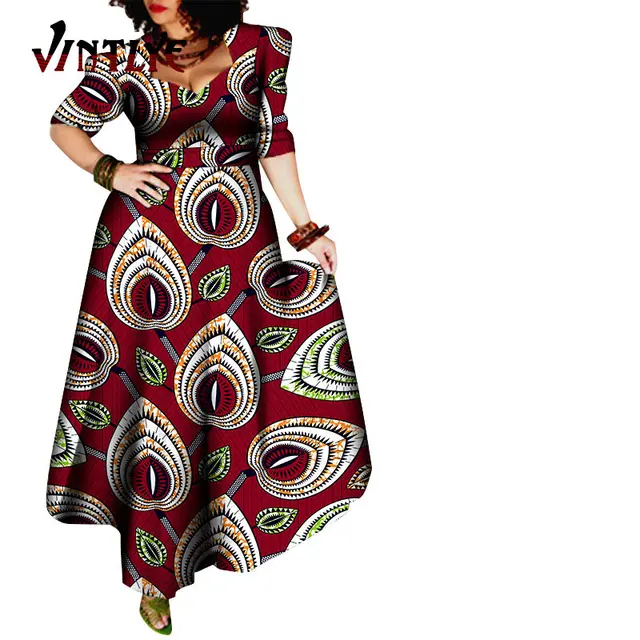 African Style Dresses for Women Elegant Evening Gowns African Party Dress Maxi Ankara Floral Printed Robe Africaine Femme WY092 2