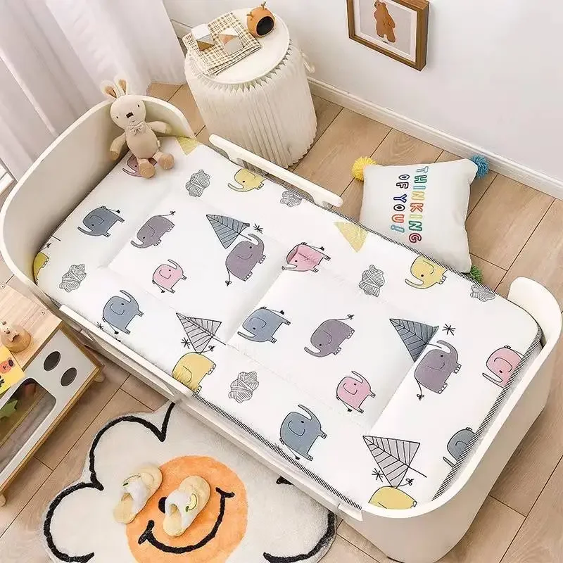 Crib Mat All Cotton Thickened Embroidery Soft Breathable Foldable Washable Bed Sheets Kindergarten Baby Bed Cradle Cushion memory foam mattress