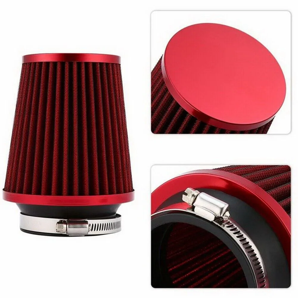 Cold Air Intake Pre Filter Red 3 Inch High Flow Cold Air Intake Cone Filter - Universal Dry Filter For Performance Upgrades Cold Air Intake Filter