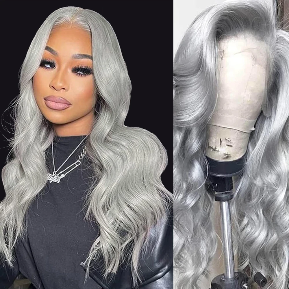 

Silver Gray Ash Blonde Body wave Lace Frontal Human Hair Wigs For Women 13x4 HD Colored Body Wave 13x6 Lace Front Human Hair Wig