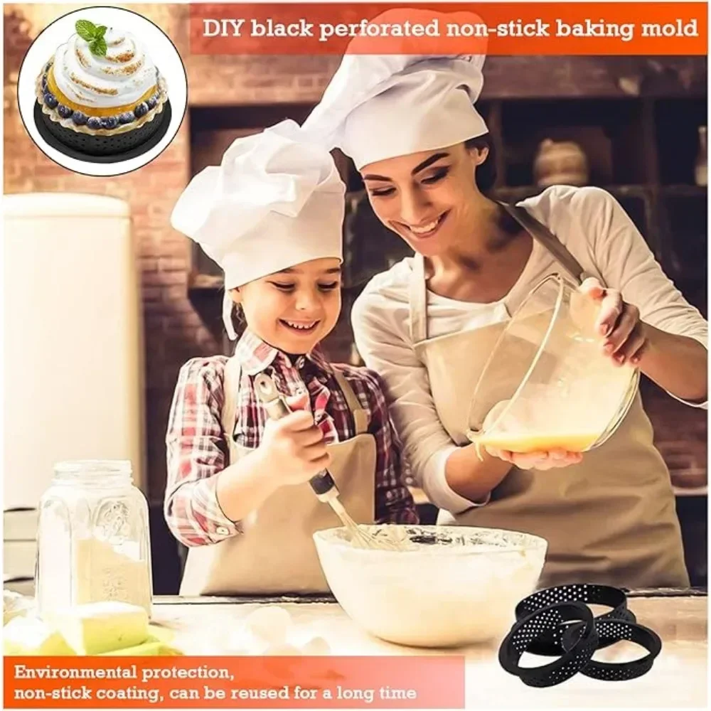 10pcs Mousse Tartlet Moulds Various Shapes Perforated Plastic Dessert Mousse Tart Ring Home DIY Fruit Pie Cake Baking Tools mousse tartlet moulds