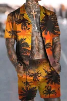 New Fashion Hawaiian Print Short Sleeve Shirt Set Men's Beach Coconut Print Shorts Men's Daily Beach Shirt Two-piece 1
