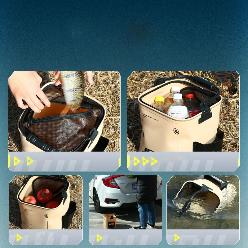 Live Fish Bag Water Bucket Thickened Folding Hand-held Fish Protection Fishing Bucket Outdoor Box Box Delivery Rope