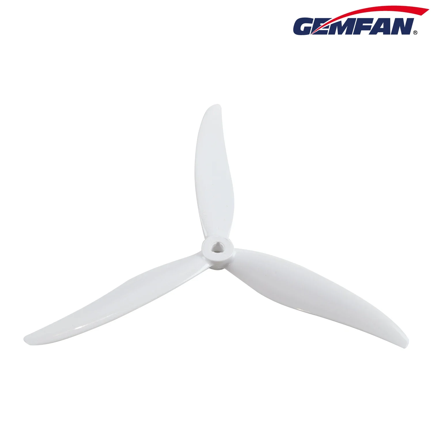 Détail des hélices Gemfan Hurricane 7035 avec le moyeu central renforcé et les marquages CW/CCW.