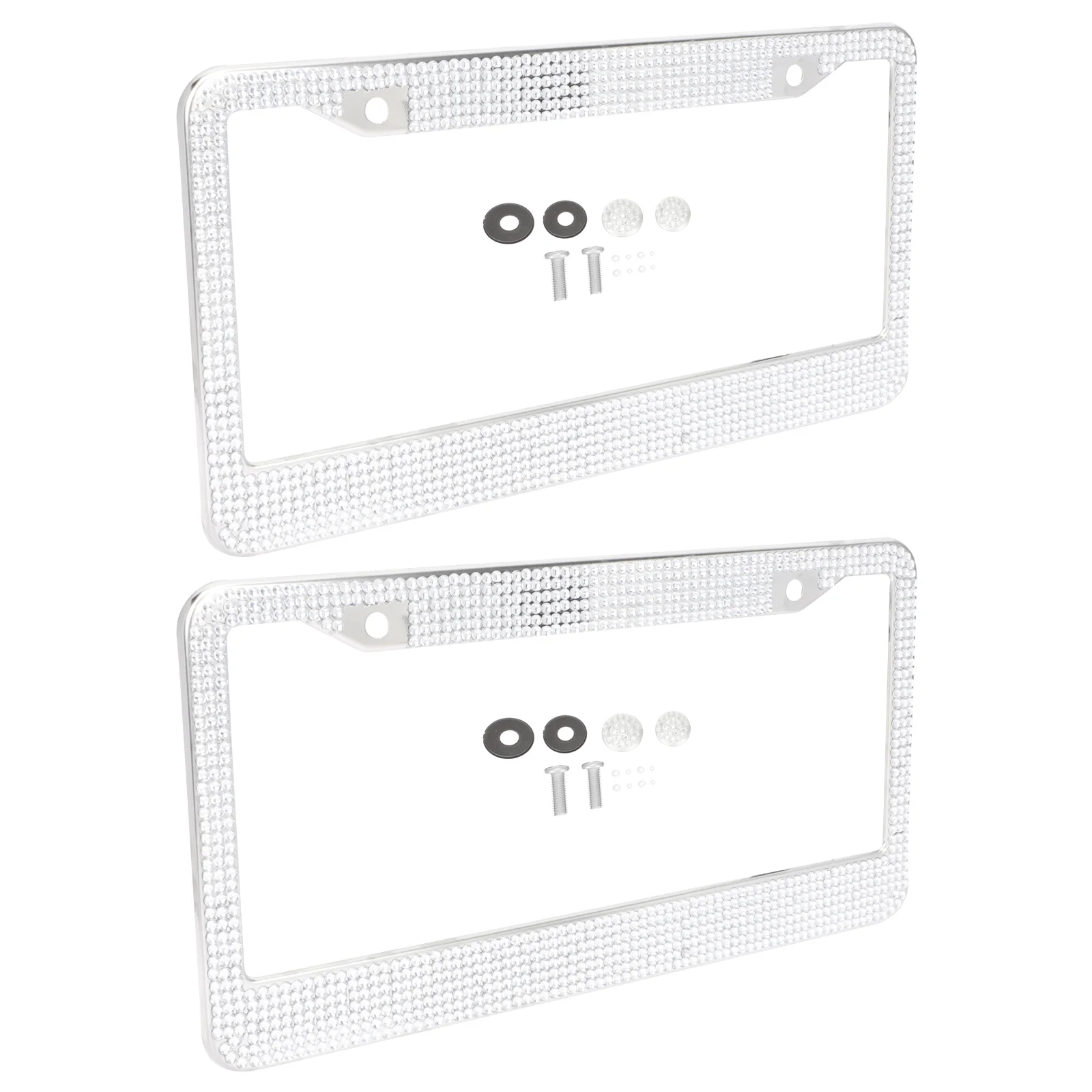 

2Pcs License Plate Frames Women Rhinestone License Plate Frame Car Exterior Accessories