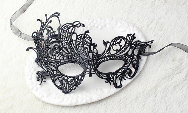 Eye Mask Sexy Lace Venetian Masquerade Ball Halloween Party Fancy Dress Costume Props Lady Black Lace Hollow Face Mask - 04 Style