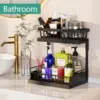 2 Tier Under Sink Organizer and Storage Basket,Slide Out Under Cabinet Organizer Shelf,Multi-Purpose Pull Out Drawer Cabinet 6