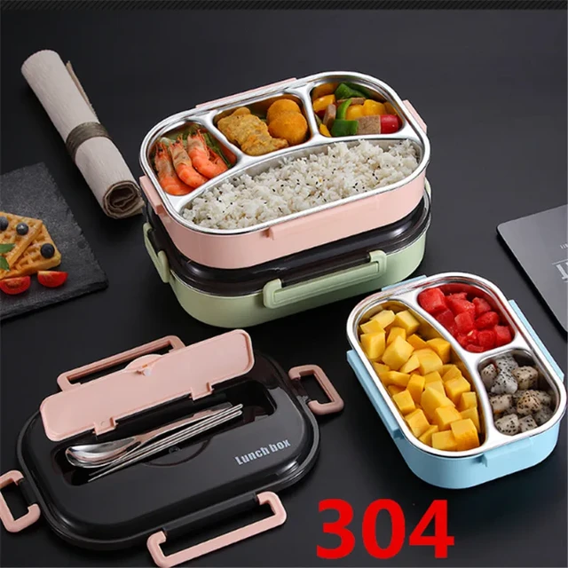 1000ML 304 Stainless Steel Insulated Lunch Box Sealed Leak-Proof Microwave Heated  Lunch Box for Kids Office Lunch Box - AliExpress