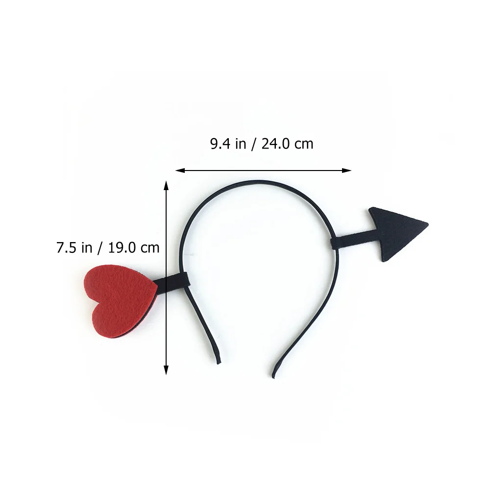 2 PCS Hair Accessories for Girls Ribbons Cupid Headband Costume Heart Hairband Shape Attractive 5