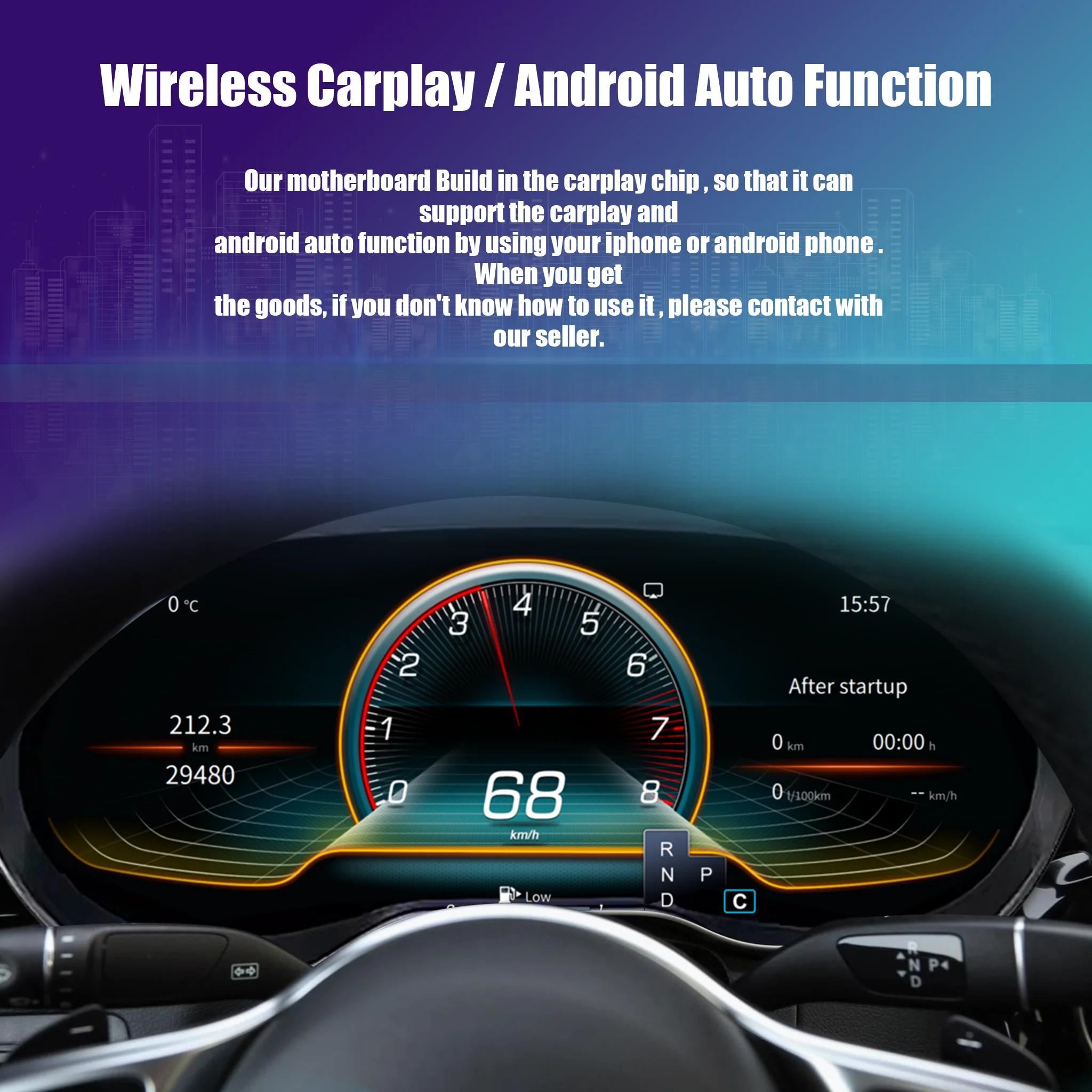 Panel de Instrumentos Digital LCD Linux de 12.3 Pulgadas para Mercedes Benz Clase A GLA CLA W176 C117 X156 2012-2019, Carplay Inalámbrico, Android Auto, Cabina Virtual 2