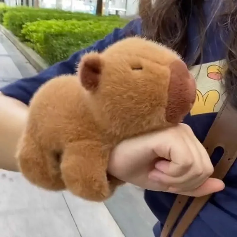 Children Wrist Ring Slap Bracelet Capybara Plush Bracelet Wristband Cartoon Animal Snap Wristband Couple Plush Toys Party Favors