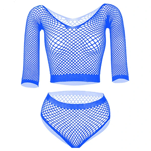 Weibliche Lange Ärmel Fantasie Dessous Sets Babydoll Versuchung Stripper Kleidung Sexy Frauen Bikini Plus Größe Fishnet_voghion.com