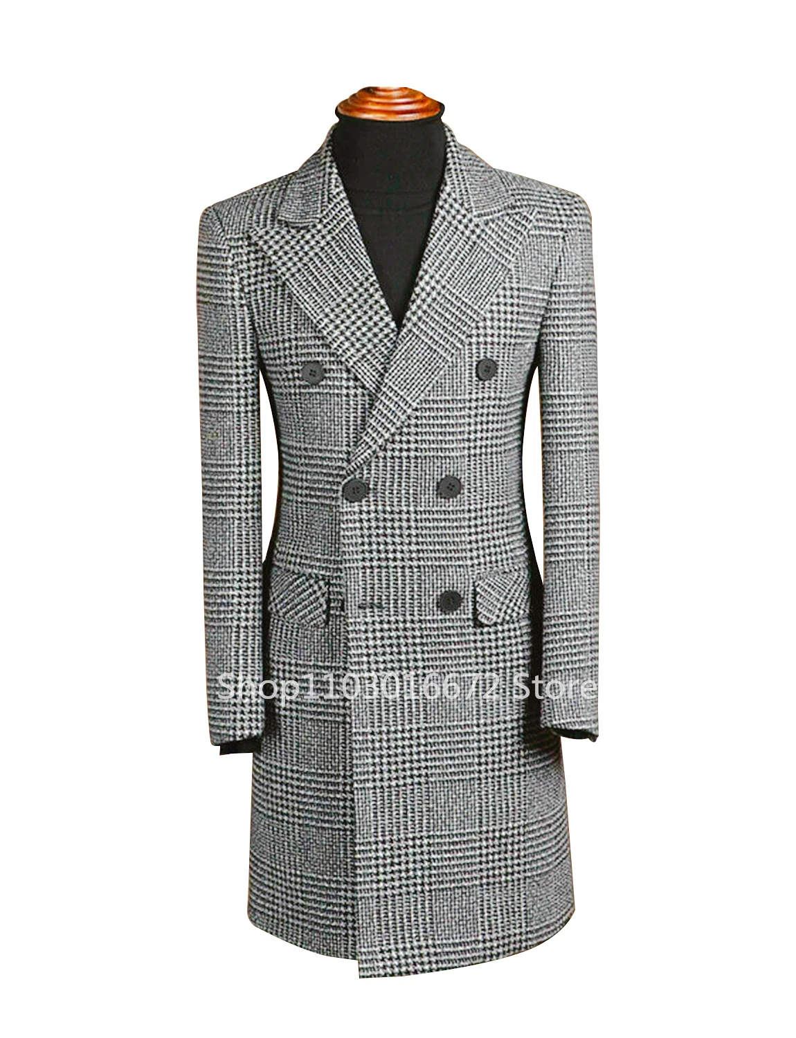 New-Houndstooth-Men-s-Suit-Blazer-Peak-Lapel-Long-Sleeve-Double ...