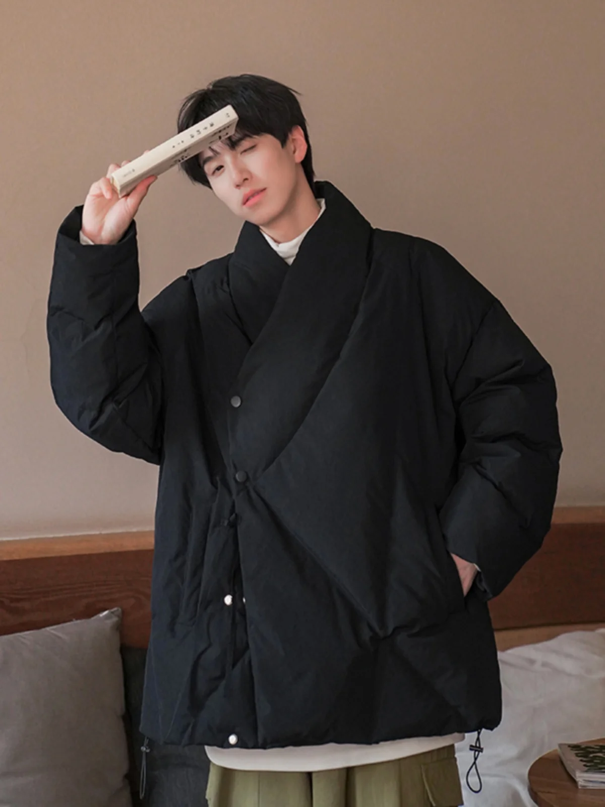 Fashion New Cotton-Padded Clothes Men's Winter Coat Trendy High-End Thickened Cotton-Padded Long Sleeve Solid Color Clothes