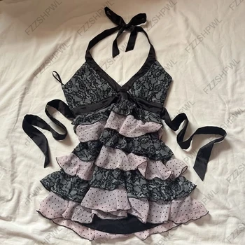 Lace Vintage vibe Y2k Tank Top Spicy Girls Harajuku Punk Crop top Subculture Streetwear Camis Hip Hop Sleeveless Top Rock Gothic 1
