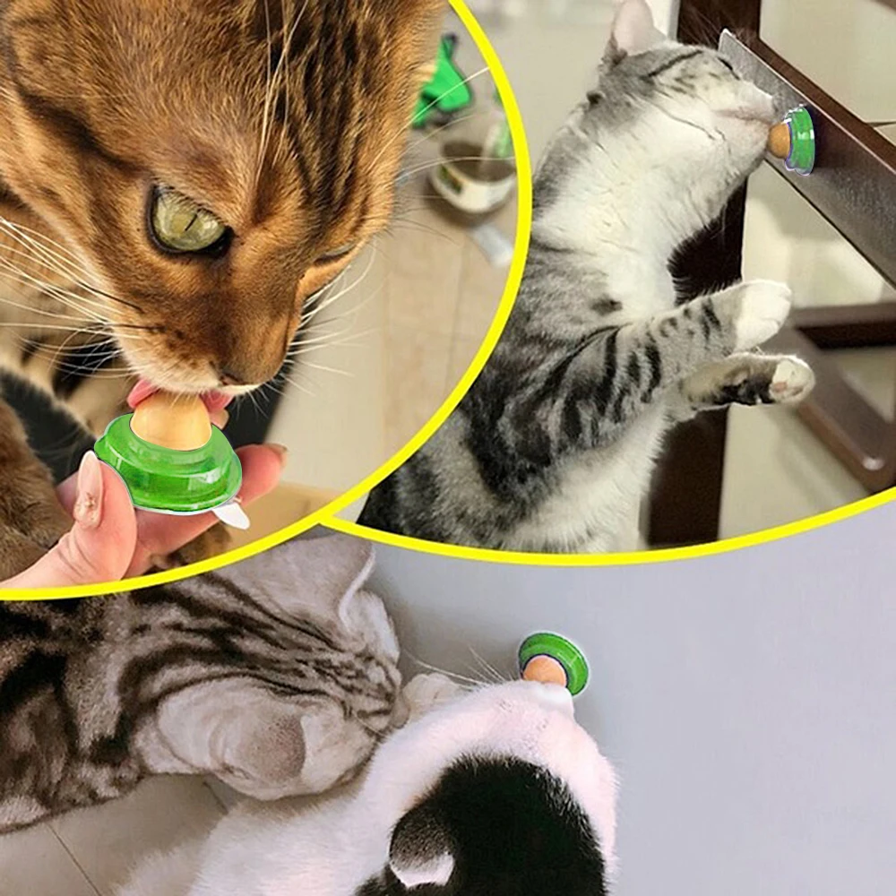 Healthy Cat Catnip Pet Snacks Fixed Cat Nutrition Candy Dust Cover Round Energy Ball Licking Snack Catnip Lollipop Cat Supplies