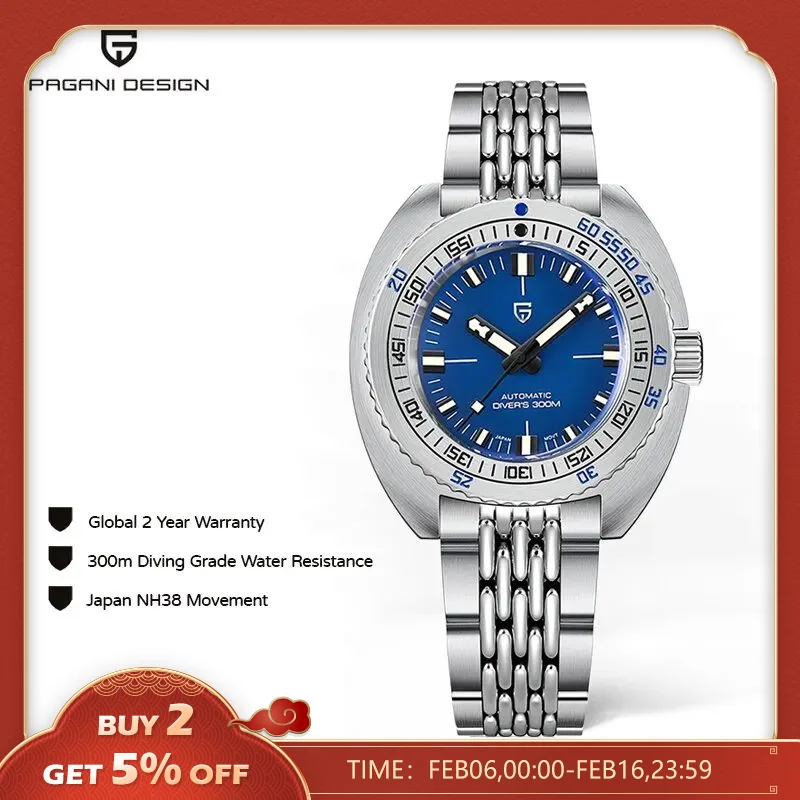 Pagani Design 2023 Nuovi Orologi Subacquei Meccanici Automatici Da Uomo Nh38 Orologio Ar Impermeabile In Acciaio Inossidabile Con Zaffiro 300M Per Uom