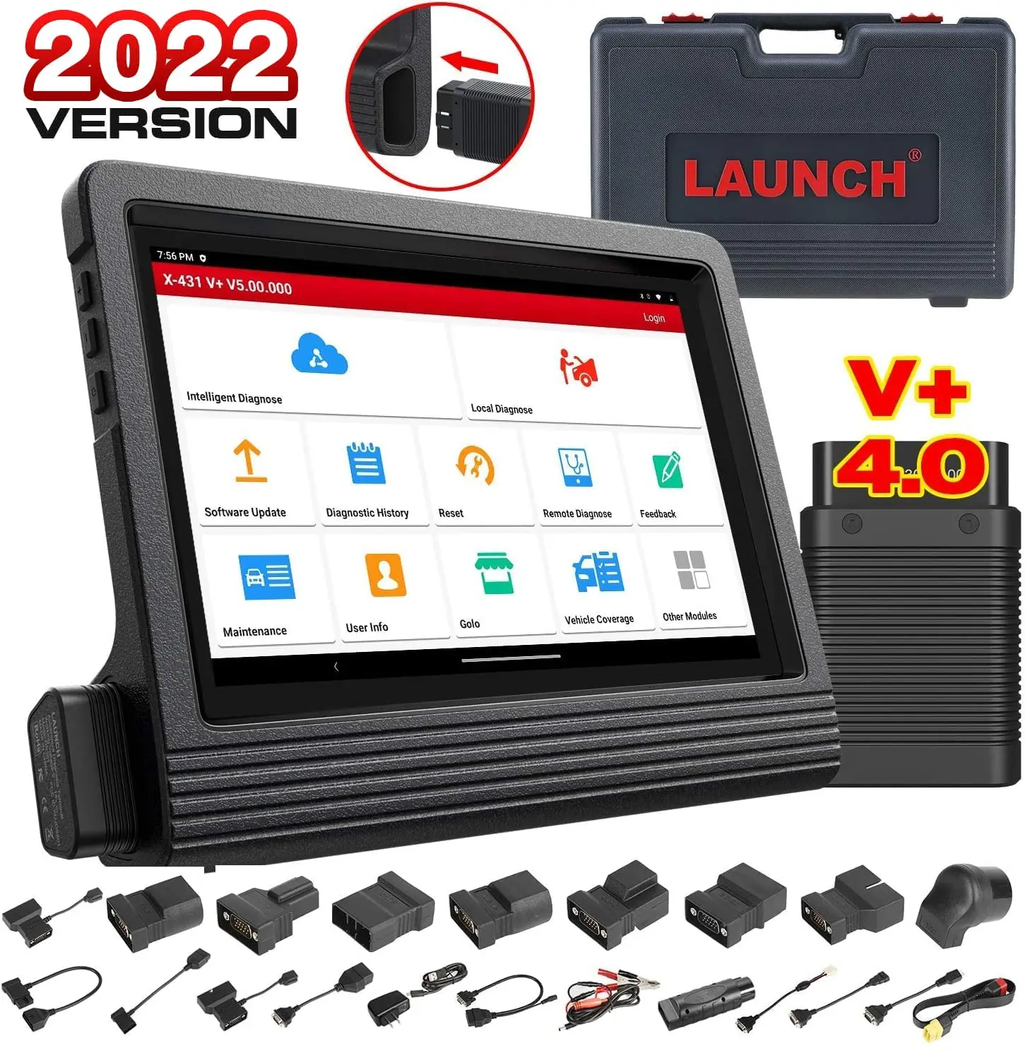 

2022 Version Launch X-431 V 4.0 8" Car Diagnostic Tool Free Update Online X431 V V4.0 obd2 scanner Supports WiFi/BT