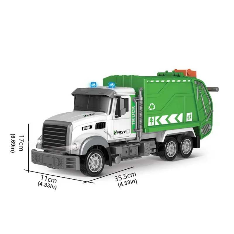 Rc Garbage Truck 1/12 Toy with Lights Scale Radio Controlled Car Sanitation Vehicle Recycling Cars Early Learning Boys Toys