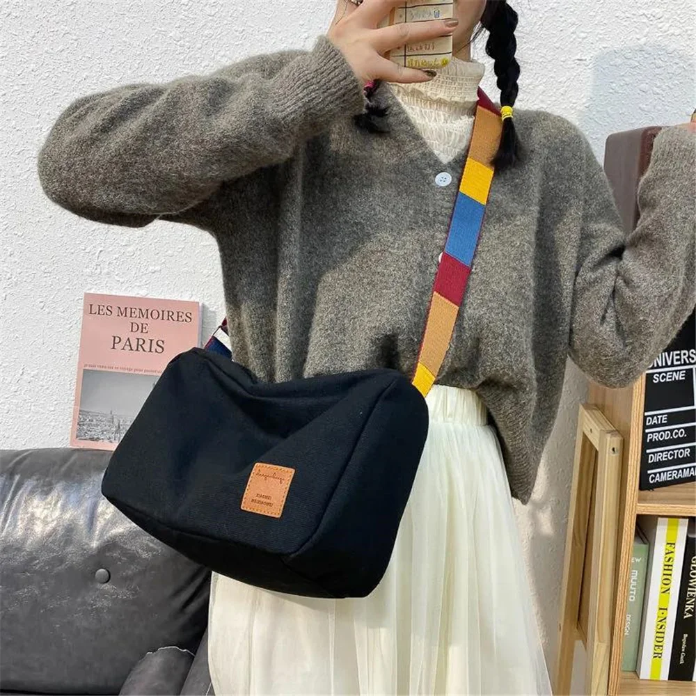 

Large-Capacity Canvas Bag Retro Solid Color Ladies 2021 New Trendy Simple Bag Versatile Single-Shoulder Portable High-Quality