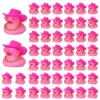 12/24/48PCS Pink Mini Rubber Ducks with Cow-boy Hat,Glasses,Necklace,Jeep Ducks for Ducking,Party Favors,Dashbaord Decoration 1