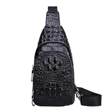 

Cowhide Alligator Pattern Men's Mens Chest Holster Bag Genuine Leather Luxury New Design Single Shoulder Messenger Cross Body