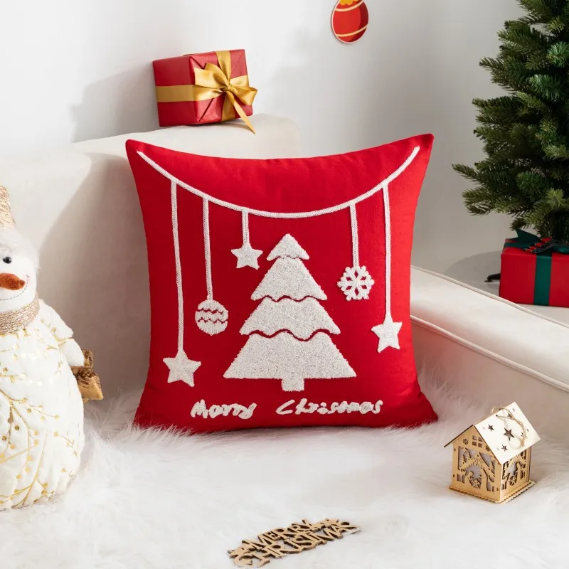 Rabusofa Fundas De Almohada De Navidad 12x20 Pulgadas, Rojo