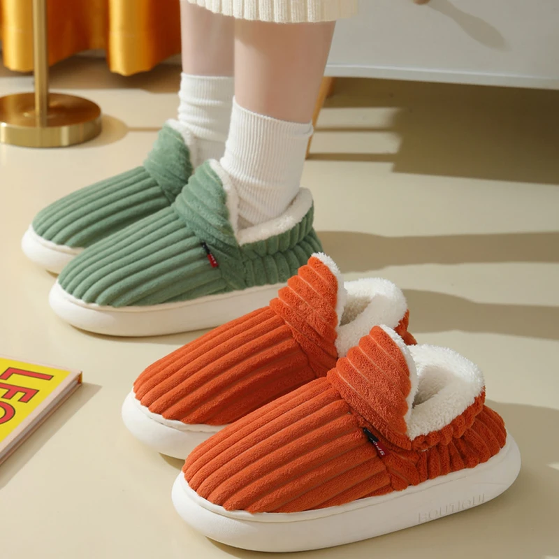 Cotton Corduroy Soft Plush Slippers Warm Anti Slip Shoes