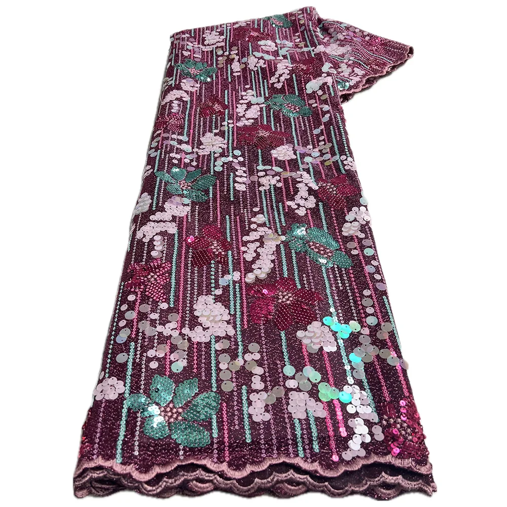 Tissu Africain Flocage Velours Organza Dentelle Texturée Maille Tulle Filet Français avec Paillettes Paillettes Nigeria Vêtements Occasionnels