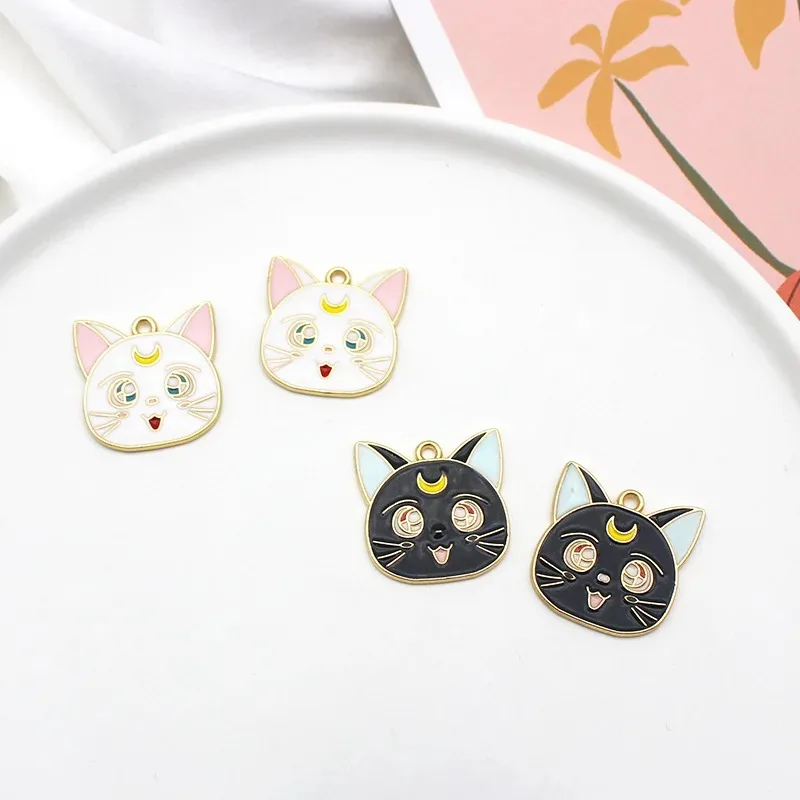 10Pcs DIY 애니메이션 귀여운 선원 문 고양이 키 체인 전화 체인 키 끈 장식 카와이 가방 키 체인