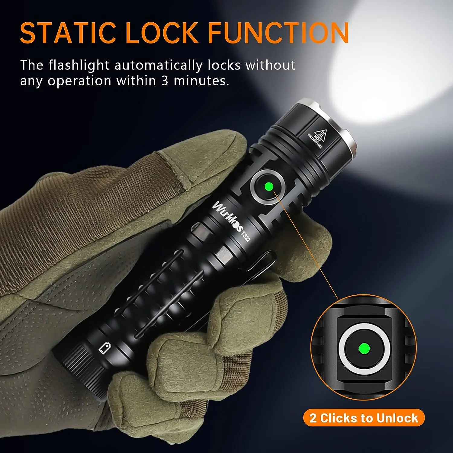 Wurkkos-TS22 Rechargeable 21700 Flashlight XHP70.2 Powerful 4500LM IP68 Torch with Magnet Tail & Reverse Charging for Hiking EDC