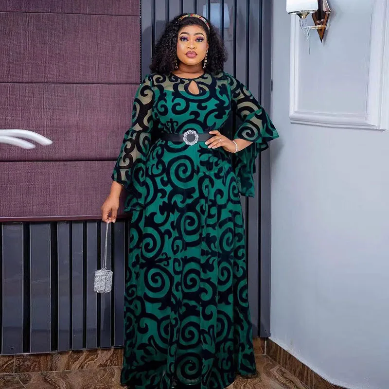 

Dubai Abaya African Dresses For Women 2023 Dansiki Fashion Print Muslim Femme Robe Nigerian Traditional Clothes Maxi Dress Women