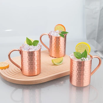 Nuove tazze di rame al 100% puro solido Mosca Mule Tazze di rame PURO a forma di tazze da cocktail da 400 ml Birra Latte Boccale Bicchieri 1