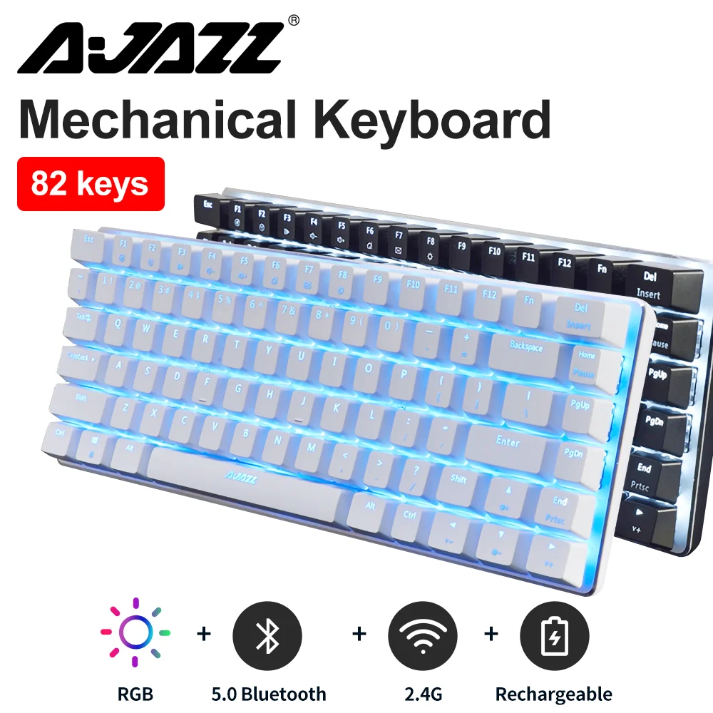 AJAZZ AK33 New Gaming Keyboard Wireless Bluetooth Mechanical Keyboard  Support Windows Mac ios Android Tablet ipad Laptop